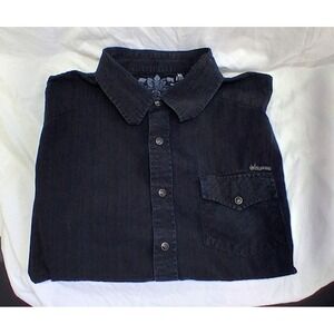 Mens‎ XL Black Print Short Sleeve Button Up Shirt Homegrown Los Angeles